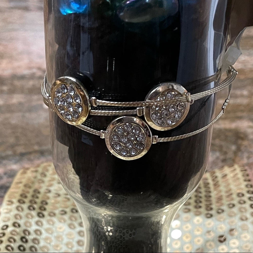 Bangle Bracelet Set with Shimmery Stones - Picture 2 of 6